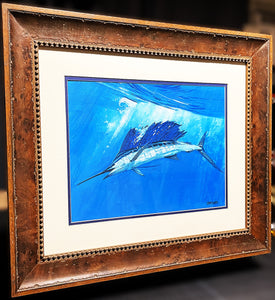 Al Barnes Marlin And Sailfish Original Acrylic Paintings On Board - Matched Set Of Two - Brand New Super Custom Sporting Frames