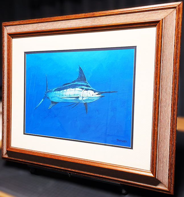 Al Barnes Marlin And Sailfish - Medium Framed Original Acrylic Paintings On Board - Brand New Custom Sporting Frame