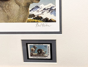 Bob Kuhn 1981 North American Wild Sheep Foundation Stamp Print With Double Stamps - Brand New Custom Sporting Frame