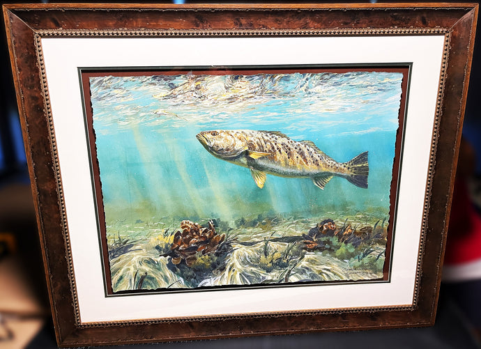 Chance Yarbrough Going Up For The Grab GiClee Full Sheet Speckled Trout -  Brand New Super Custom Sporting Frame