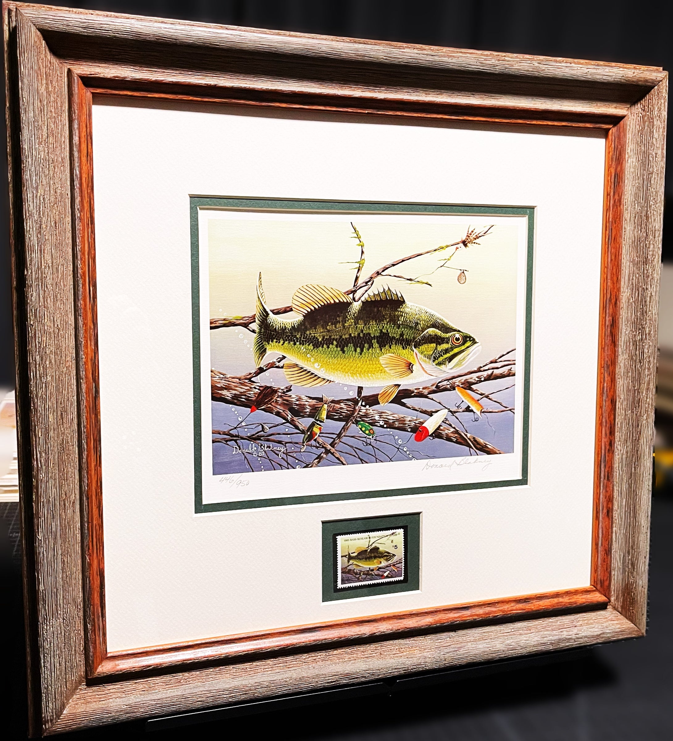 Donald Blakney 1983 Bass Research Foundation Stamp Print With Stamp - Brand New Custom Sporting Frame