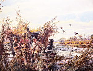 Herb Booth After The Hunt - Lithograph Classic Duck Hunting - Brand New Super Custom Sporting Frame