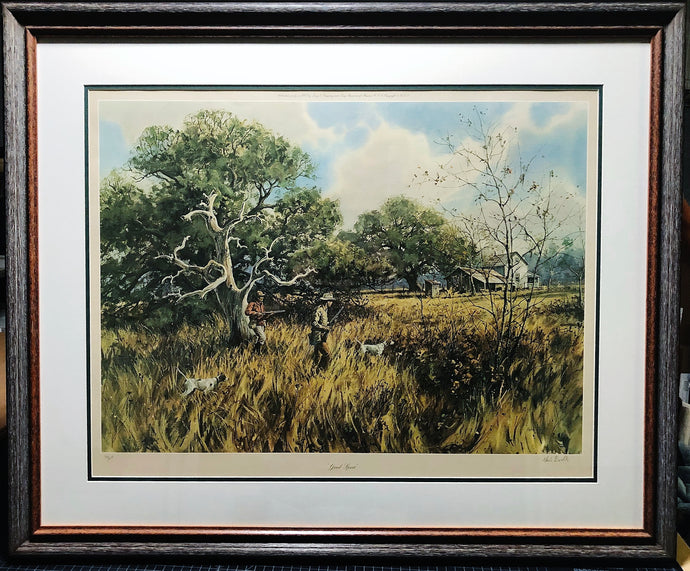 Herb Booth Good Sport Lithograph Quail Hunting Year 1977 - Brand New Super Custom Sporting Frame