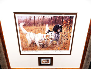 James Killen 1988 Quail Unlimited Stamp Print With Stamp - Artist Proof - Brand New Custom Sporting Frame