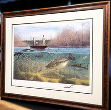 Load image into Gallery viewer, John Dearman Tempting Offer Lithograph Black Bass With Remarque - Brand New Super Custom Sporting Frame