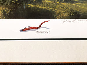 John Dearman Tempting Offer Lithograph Black Bass With Remarque - Brand New Super Custom Sporting Frame