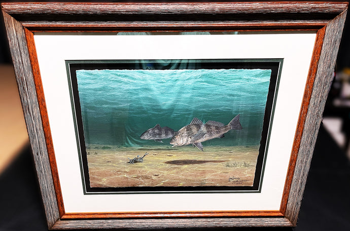 John Dearman Black Drum 2024 GiClee Quarter Sheet - Brand New Super Custom Sporting Frame