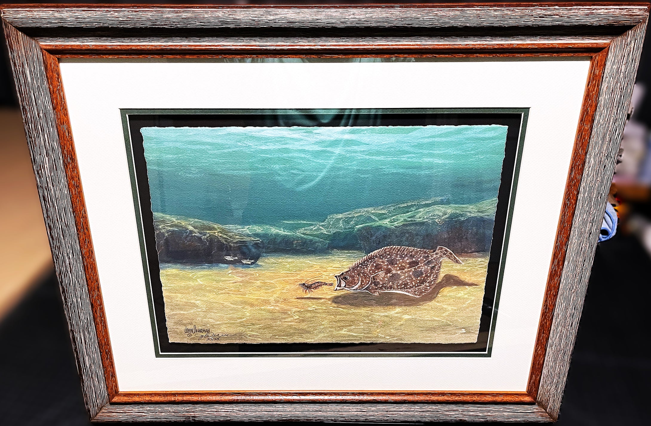 John Dearman Flounder 2024 GiClee Quarter Sheet - Brand New Super Custom Sporting Frame