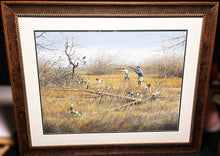 Load image into Gallery viewer, John Dearman Texas Quail Hunt 1997 Original Watercolor Painting Full Sheet - Brand New Super Custom Frame