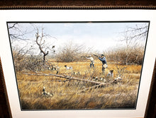 Load image into Gallery viewer, John Dearman Texas Quail Hunt 1997 Original Watercolor Painting Full Sheet - Brand New Super Custom Frame