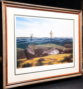 John Dearman Penascal Point & Rocky Slough - Lithograph's Matched And Paired Set Of Two - Brand New Super Custom Sporting Frames