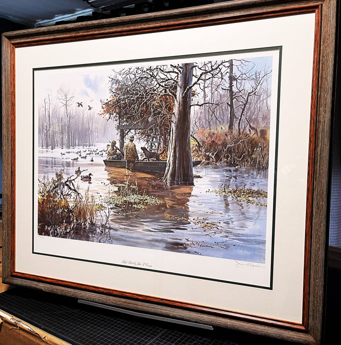 John P. Cowan High Blind Lithograph Year 1991 - Brand New Custom Sporting Frame