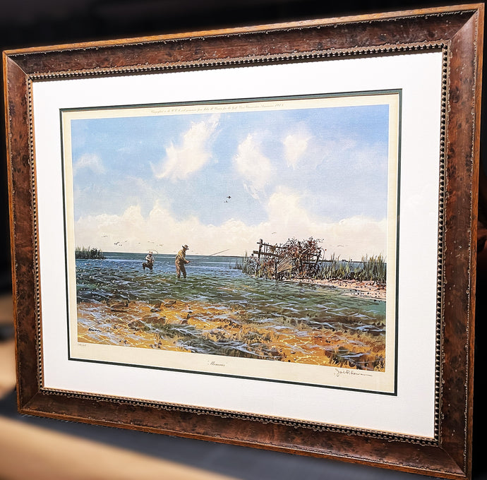 John P. Cowan Memories Lithograph Year 1978 - Coastal Conservation Association CCA GCCA - Brand New Custom Sporting Frame