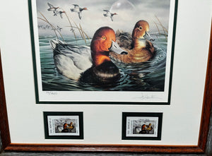 Joe Hautman 2002 Texas Waterfowl Duck Stamp Print With Double Stamps - Brand New Super Custom Sporting Frame