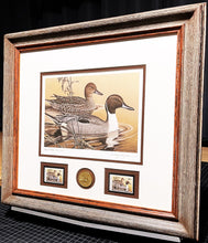 Load image into Gallery viewer, Larry Hayden 1984 Arkansas Waterfowl Hunting And Conservation Special Medallion Edition Stamp Print With Double Stamps - Brand New Custom Sporting Frame