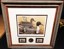 Load image into Gallery viewer, Larry Hayden 1984 Arkansas Waterfowl Hunting And Conservation Special Medallion Edition Stamp Print With Double Stamps - Brand New Custom Sporting Frame