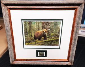 Michael Coleman 1985 Boone And Crockett Club Stamp Print With Stamp - Brand New Custom Sporting Frame