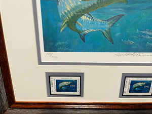 Mike Stidham 1992 Texas Saltwater Stamp Print With Double Stamps - Brand New Super Custom Sporting FrameFrame