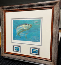 Load image into Gallery viewer, Mike Stidham 1992 Texas Saltwater Stamp Print With Double Stamps - Brand New Super Custom Sporting FrameFrame