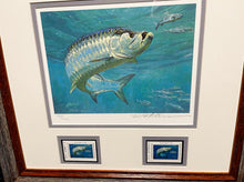 Load image into Gallery viewer, Mike Stidham 1992 Texas Saltwater Stamp Print With Double Stamps - Brand New Super Custom Sporting FrameFrame