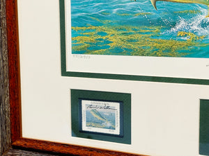 Ronnie Wells 1992 Coastal Conservation Association CCA Stamp Print With Double Stamps - Brand New Super Custom Sporting Framed