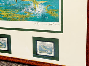 Ronnie Wells 1992 Coastal Conservation Association CCA Stamp Print With Double Stamps - Brand New Super Custom Sporting Framed