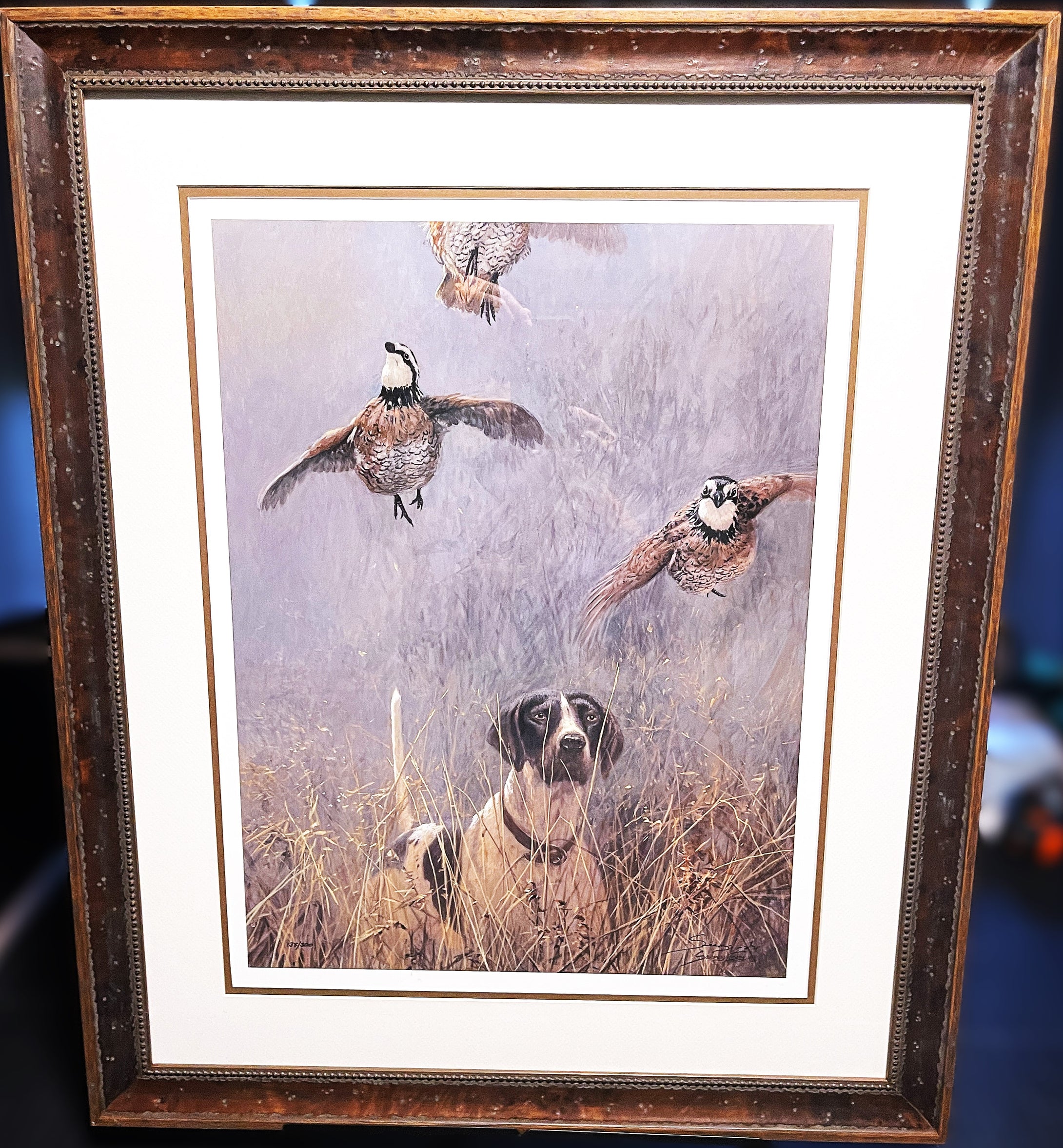 Seerey Lester Flight Path Lithograph Limited Edition Bobwhite Quail Scene - Brand New Super Custom Sporting Frame  ***  CHRISTMAS SPECIAL  ***