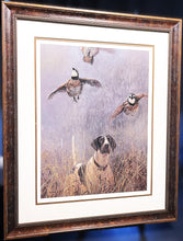 Load image into Gallery viewer, Seerey Lester Flight Path Lithograph Limited Edition Bobwhite Quail Scene - Brand New Super Custom Sporting Frame  ***  CHRISTMAS SPECIAL  ***