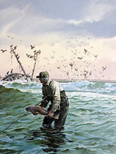 Load image into Gallery viewer, John P. Cowan Releasing A Spawner Lithograph Year 1988 - Brand New Custom Sporting Frame