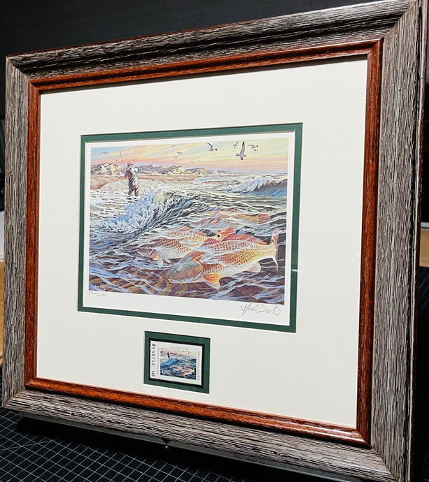 Herb Booth 1988 Texas Saltwater Stamp Print With Stamp - Brand New Super Custom Sporting Frame