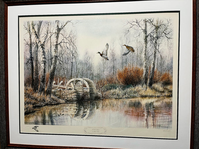 Herb Booth Mill Pond Mallards Lithograph AP W Remarque - Brand New Super Custom Sporting Frame