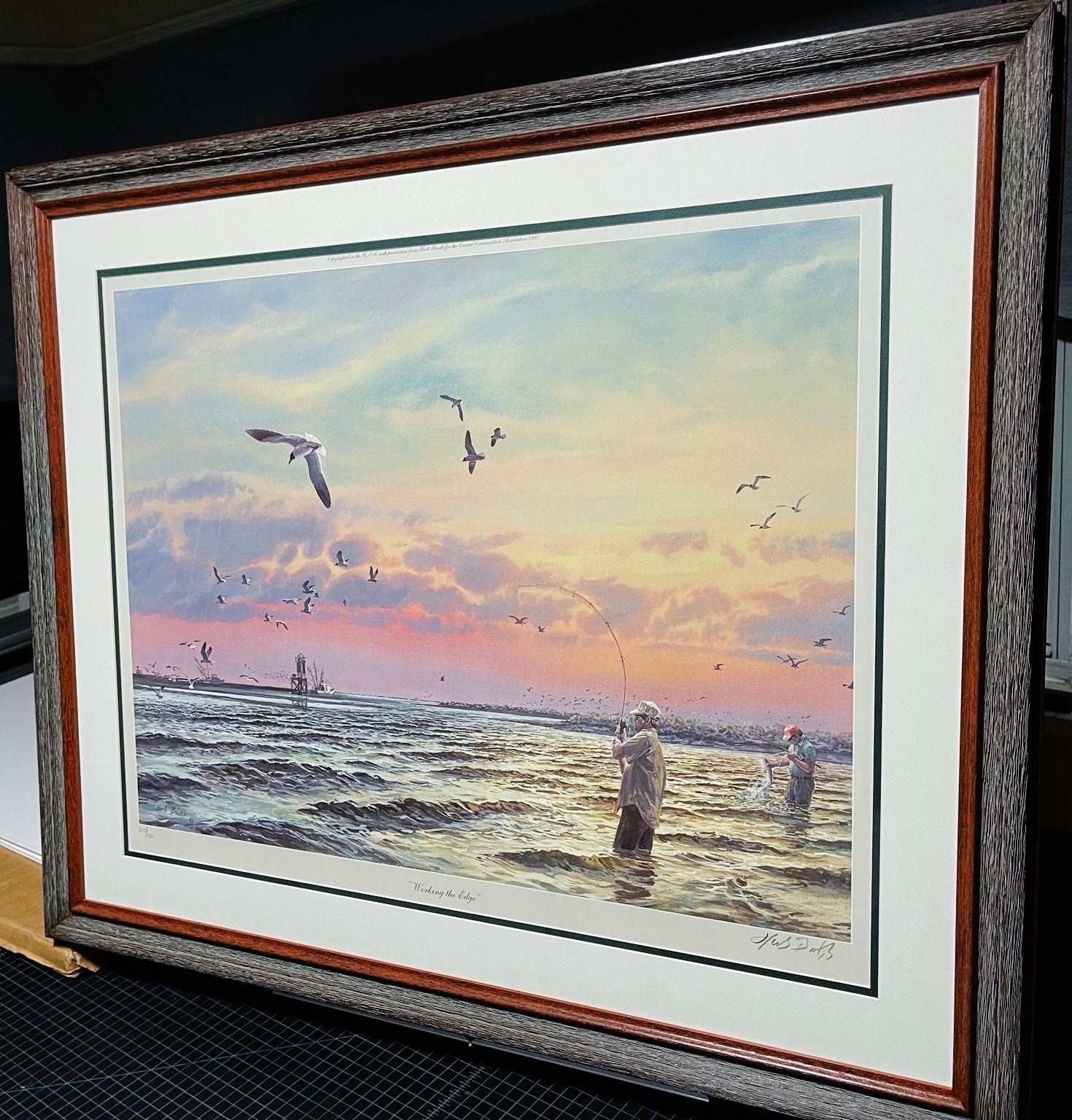 Herb Booth Working The Edge Lithograph Coastal Conservation Association CCA - Brand New Custom Sporting Frame