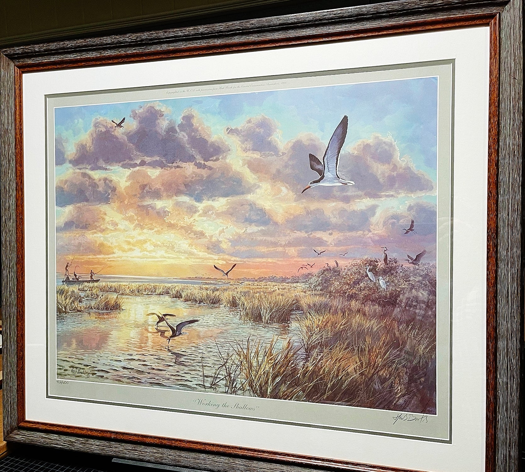Herb Booth Working The Shallows Lithograph Costal Conservation Association CCA - Brand New Custom Sporting Frame