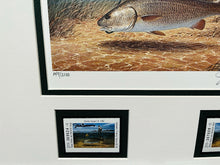 Load image into Gallery viewer, John Dearman 1990 Texas Saltwater Stamp Print With Double Stamps - Brand New Super Custom Sporting Frame