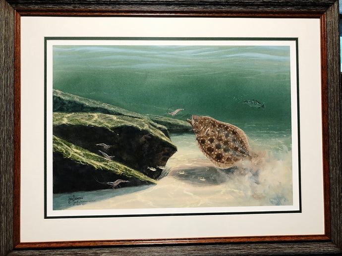 John Dearman Flounder 2020 GiClee Half Sheet Coastal Conservation Association CCA - Brand New Super Custom Sporting Frame