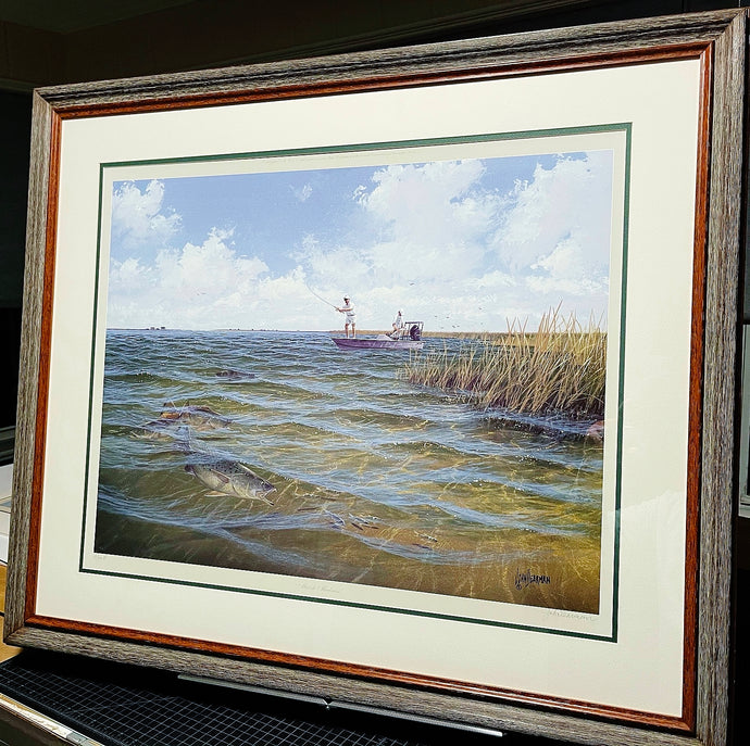 John Dearman Marsh Madness - Lithograph - Coastal Conservation Association CCA - Brand New Super Custom Sporting Frame  *** CHRISTMAS SPECIAL  ***