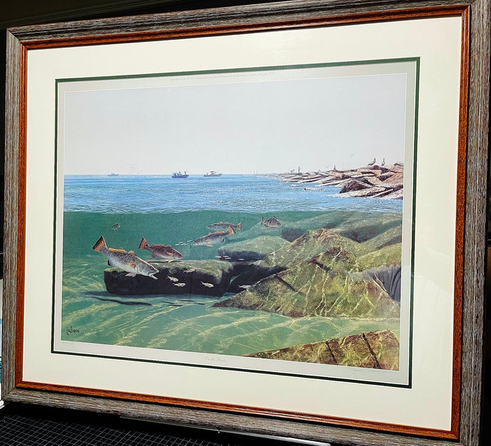 John Dearman On The Rocks Lithograph - Artist Proof - Brand New Super Custom Sporting Frame