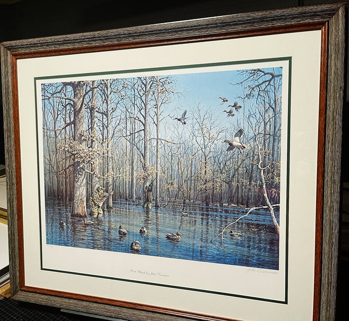 John Dearman Point Blank Lithograph Ducks Unlimited Edition - Brand New Super Custom Sporting Frame