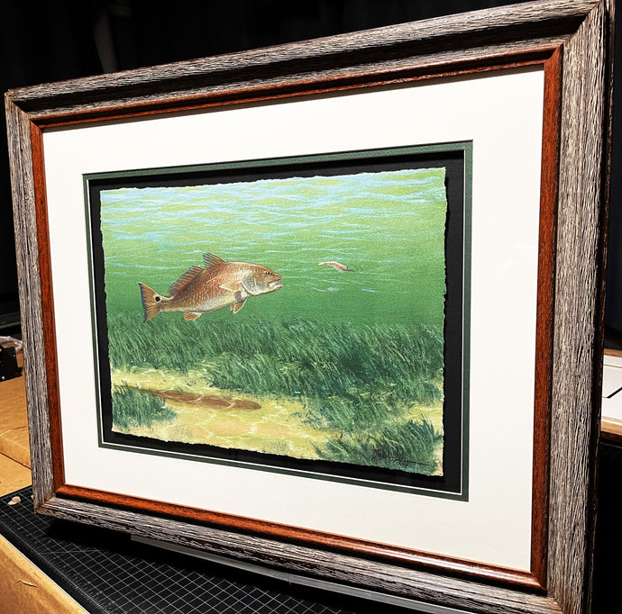 John Dearman Redfish 2023 GiClee Quarter Sheet - Brand New Super Custom Sporting Frame