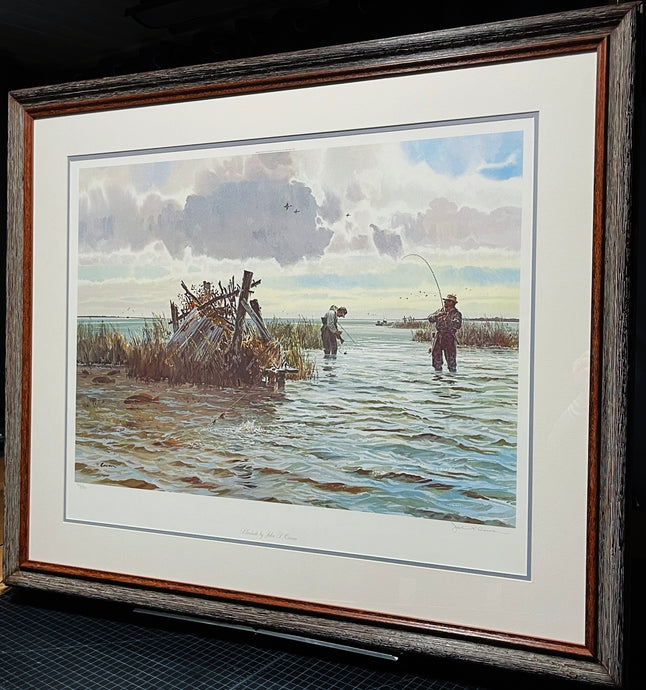 John P. Cowan Blindside Lithograph Year 1992 - Brand New Custom Sporting Frame