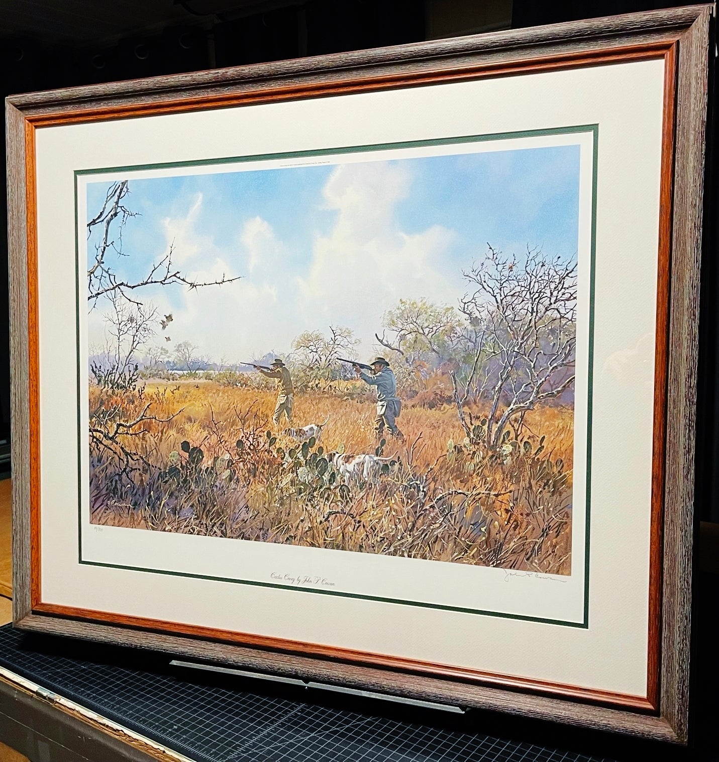 John P. Cowan Cactus Covey Lithograph Year 1988 - Brand New Custom Sporting Frame