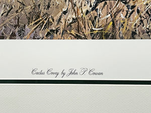 John P. Cowan Cactus Covey Lithograph Year 1988 - Brand New Custom Sporting Frame