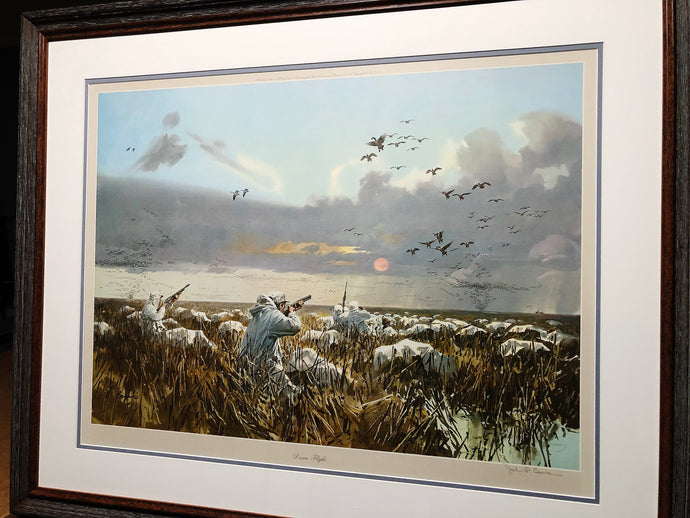 John P. Cowan Dawn Flight Lithograph Year 1971 - Brand New Custom Sporting Frame