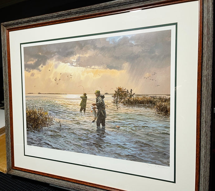 John P. Cowan Hoggin' Up Lithograph Year 2001 - Brand New  Custom Sporting Frame