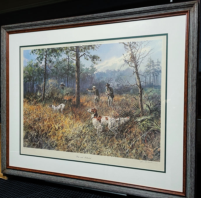 John P. Cowan Pine And Palmetto Lithograph Year 1979 - Brand New Super Custom Sporting Frame