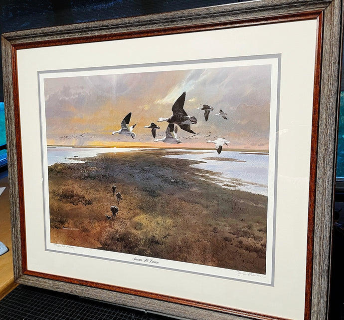 John P. Cowan Snows At Dawn Lithograph AP 1988 - Brand New Custom Sporting Frame