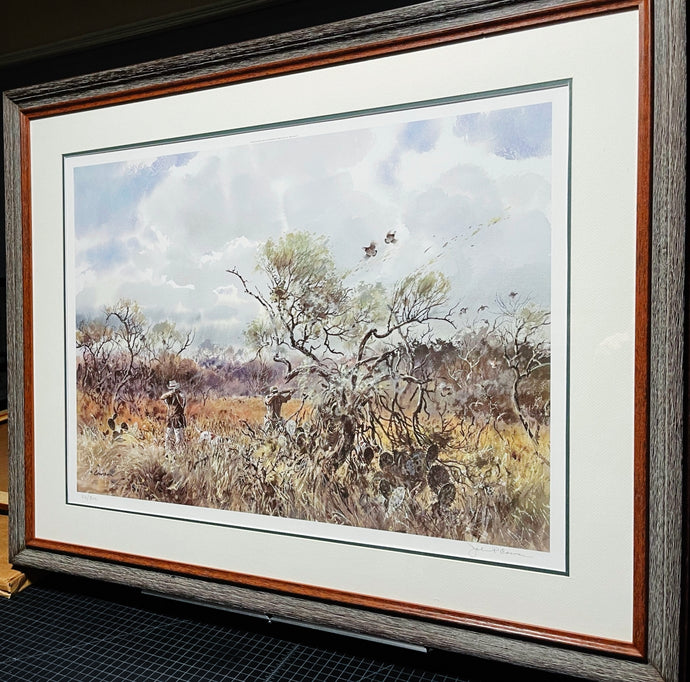 John P. Cowan Trimming The Brush Lithograph Year 1997 - Brand New Custom Sporting Frame