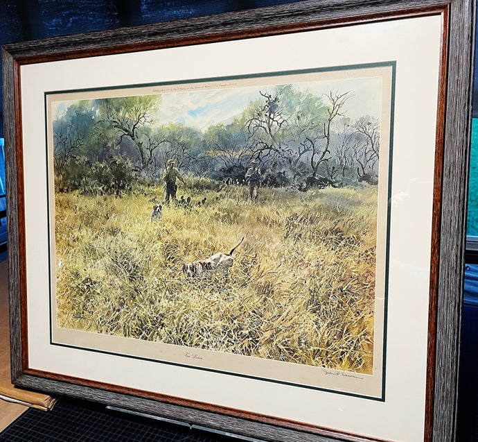 John P. Cowan Two Down Lithograph Year 1974 - Brand New Custom Sporting Frame