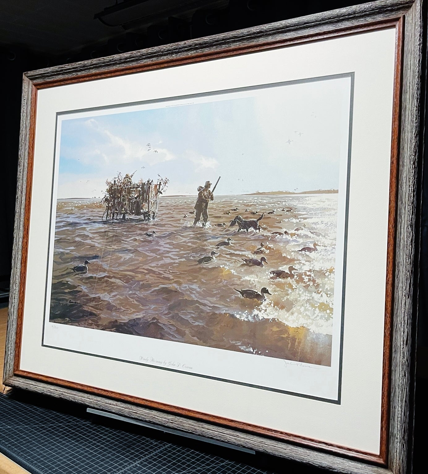 John P. Cowan Windy Morning Lithograph Year 1996 - Brand New Custom Sporting Frame