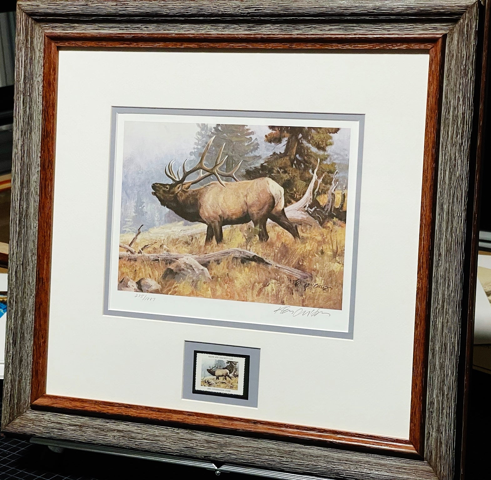 Ken Carlson 1984 Boone And Crockett Club Stamp Print With Stamp - Brand New Custom Sporting Frame
